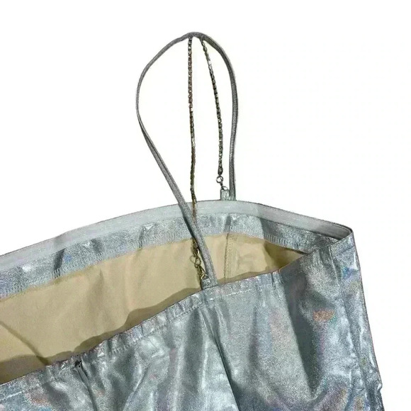 Amy Lynn mini dress with cut-out in iridescent silver Size Large - Picture 8 of 9